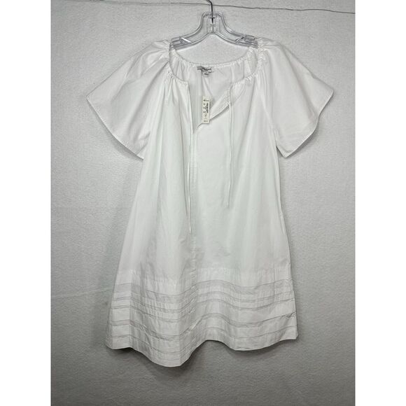 MADEWELL Women's Poplin Flutter-Sleeve Pintuck‎ Mini Dress Small NF911 ($98) - Picture 3 of 11